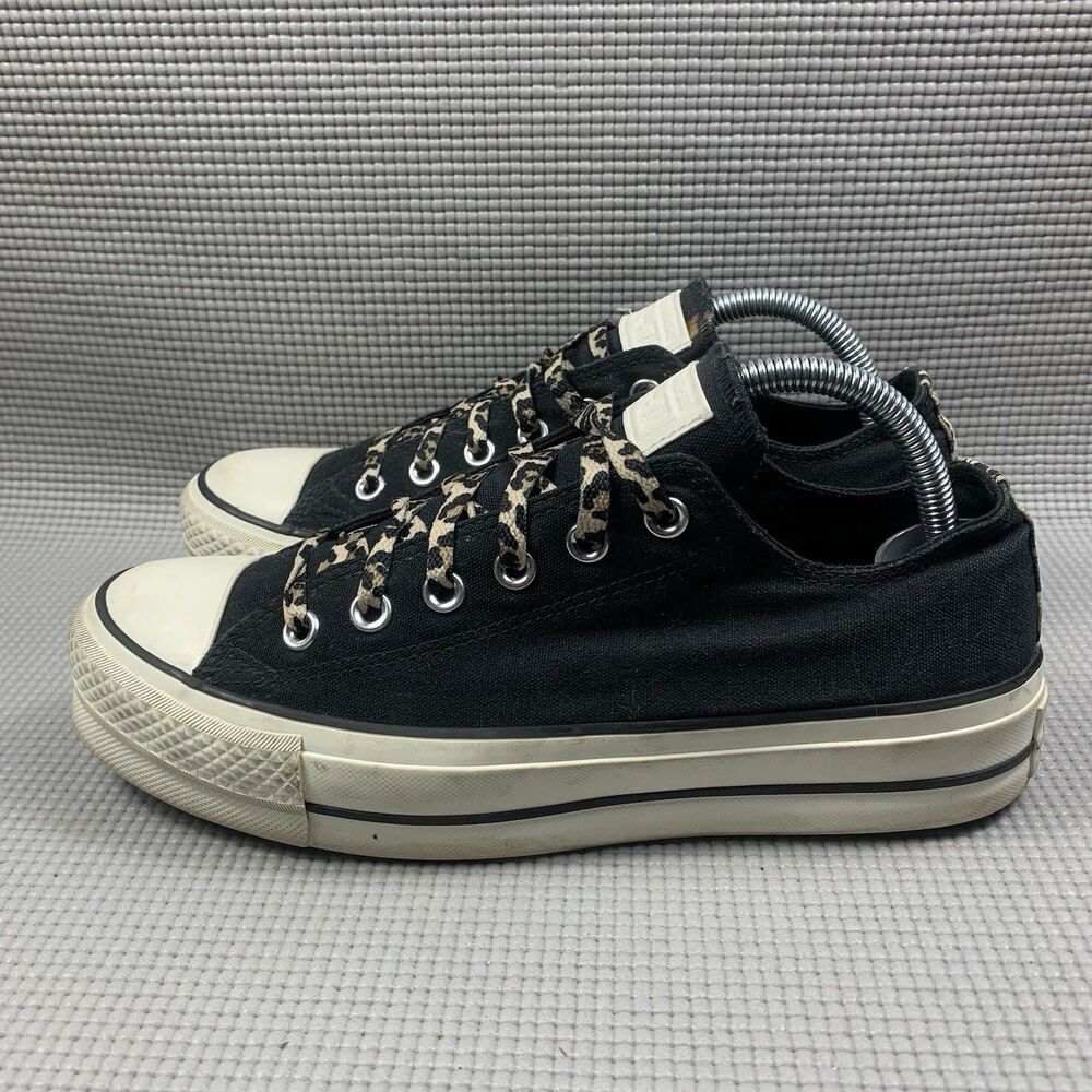 Converse All-Stars black platform Low Top women’s size 9 Leopard Animal print
